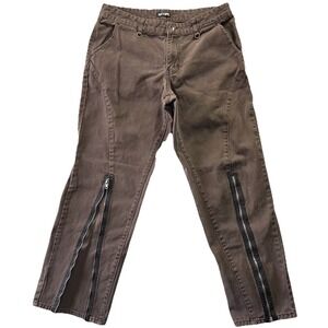 Hot Topic Mens Brown Zip Straight‎ Leg Jeans 34x32 Goth Punk Grunge Streetwear